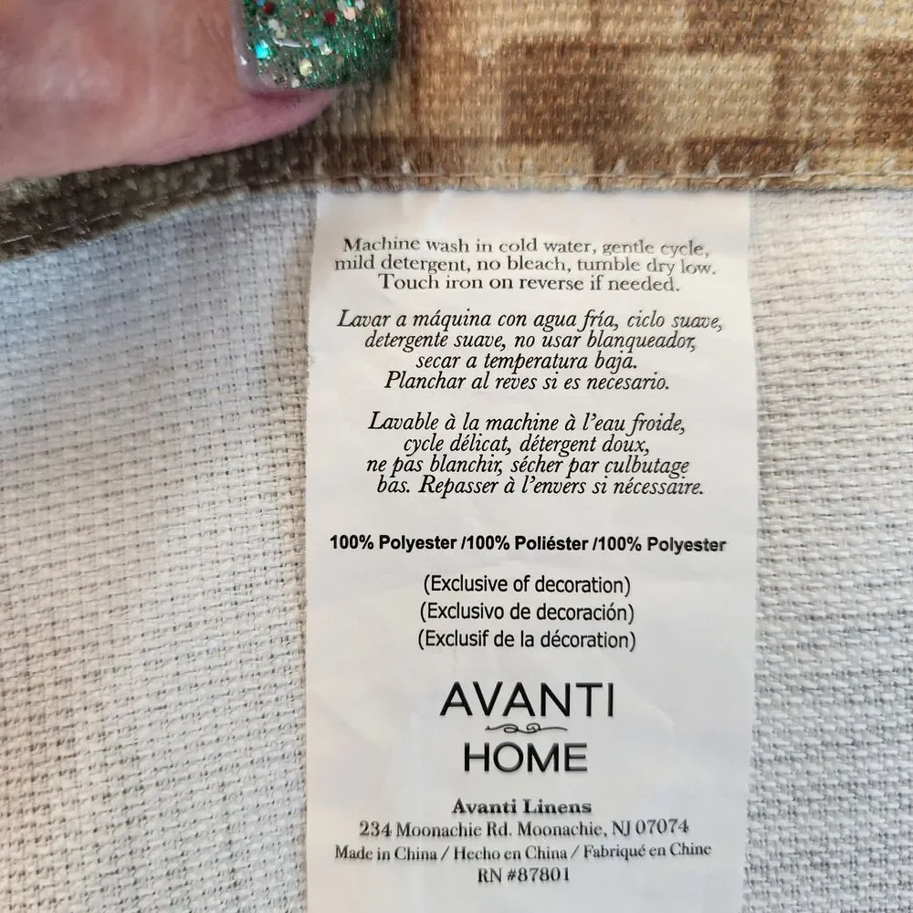 Avanti Home Linens Shower Curtain Colony Palm Tree Beaded Accents 72